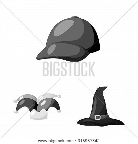 Vector Illustration Of Hat And Helmet Icon. Set Of Hat And Profession Stock Vector Illustration.