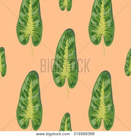 Seamless Vintage Floral Pattern. Exotic Leaves. Botanical Classic Illustration. Green