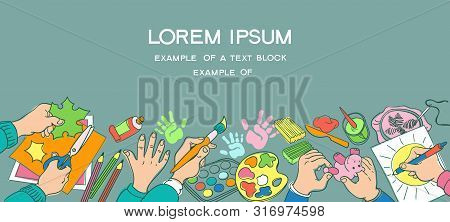 Vector Illustration. Reativity Concept. Poster With Place For Text. Lessons In Drawing, Modeling, Ap