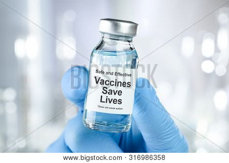 Drug vial with label - Vaccines Save Lives