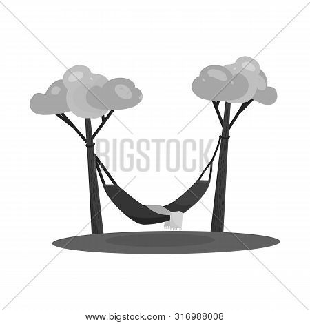 Vector Design Of Tree And Hammock Icon. Set Of Tree And Summer Vector Icon For Stock.