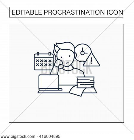 Delaying Deadlines Line Icon.schedule Gets Out. Task Execution Delay.postpone Unpleasant Tasks For L