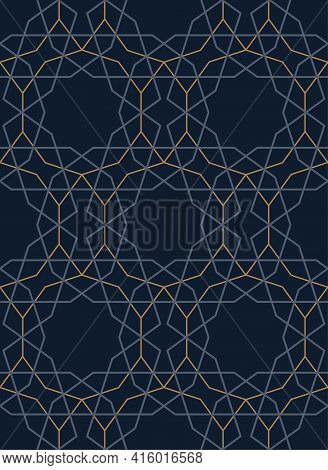 Turkish, Geometric, Dark, Seamless Pattern. Linear Ornament For Decoration. Vector Illustration