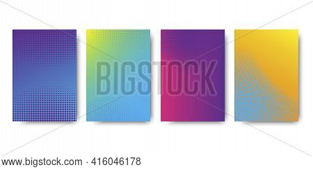 Four Colored Rectangles. Gradient Halftone. Simple Vector Web Banner. Stock Image. Vector Illustrati