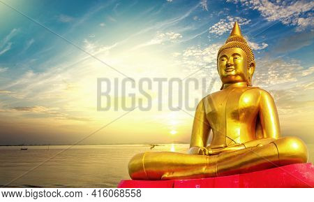Budha Golden You From Nature Stone Ancient Ancient Times Separated From The Background. Natural Clip