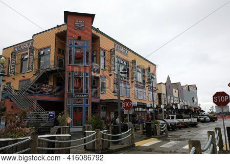 Ketchikan, Alaska / Usa - August 15, 2019: Ketchikan Town, Ketchikan, Alaska, Usa