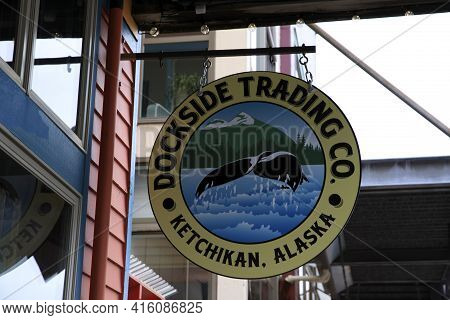 Ketchikan, Alaska / Usa - August 15, 2019: Ketchikan Town Shop Sign, Ketchikan, Alaska, Usa