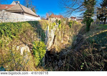 Town Of Ogulin And Dobra River Canyon Abyss View, Landscape Of Central Croatia