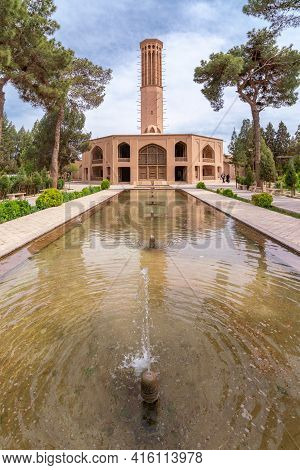 Yazd, Iran - 14.04.2019: The Tallest Wind Tower Of Iran In Dolat-abad Garden, Yazd, Iran. Historical