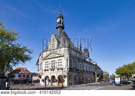 Peronne, France - September 12 2020: The Peronne Town Hall Is A 16th And 18th Century Building Locat