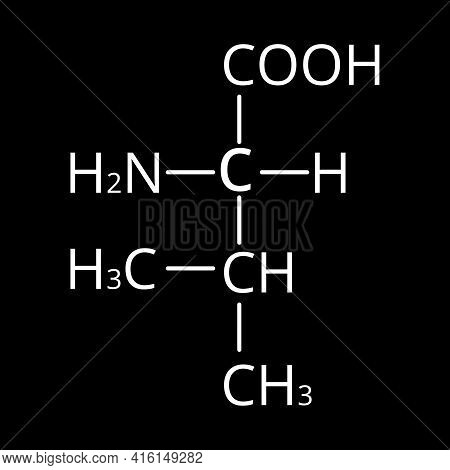 Valine Amino Acid. Chemical Molecular Formula Of Valine Amino Acid. Vector Illustration On Isolated 