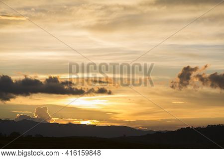 Sunset On The Andean Mountains In Cusco, Peru