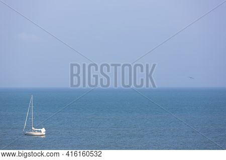 Sailboat In The Bay Of Morrocoy National Park With Clear Blue Sky, Venezuela,