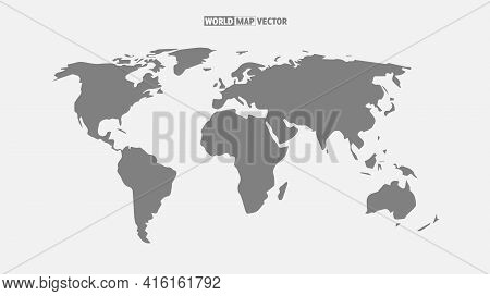 Isolated World Map. Vector Illustration Editable File.