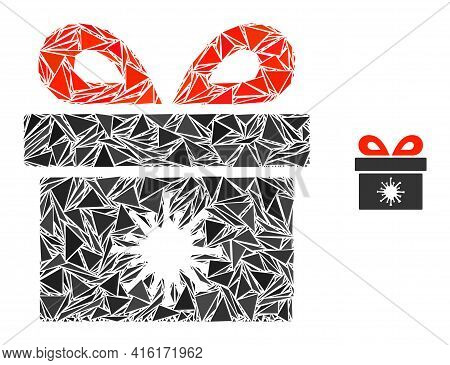 Triangle Mosaic Virus Pandorra Box Icon. Virus Pandorra Box Vector Mosaic Icon Of Triangle Elements 