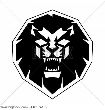 Lion Head Front View Logo Vector Design Template Icon Illustration