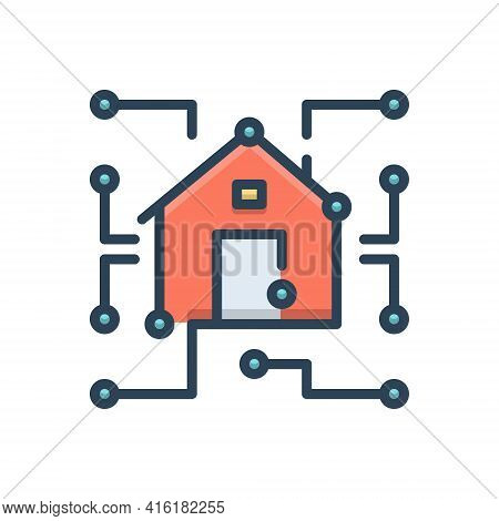 Color Illustration Icon For Datawarehouse Data Dimensional Electronic Information Processing Technol