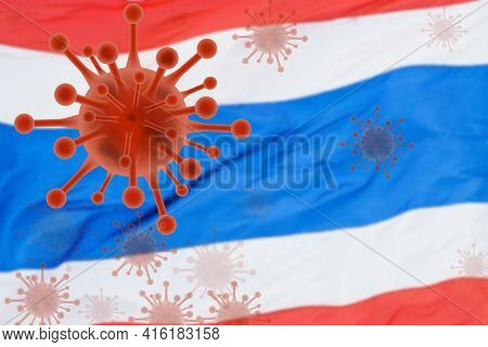 Graphics Illustration Corona Vius With Thai Flag  Background Concept Covid19 Of Thailand