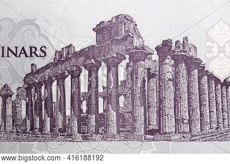 Temple Of Zeus In Cyrenaica From Money