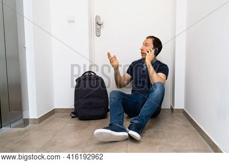 Forgot Or Lost Key. Locked Outside House