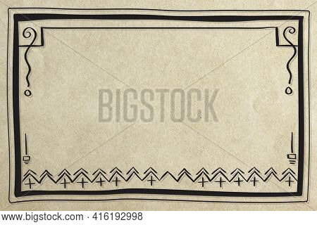 Simple boho doodle pattern border frame design