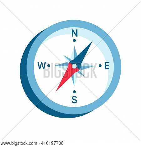 Compass Flat Illustration. Vector Isolated On White.