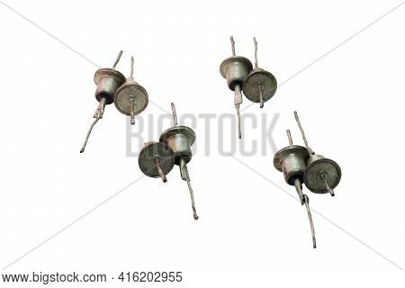 Medium Power Rectifier Diodes, Old, In Pairs, Electronic Components, Isolated On White Background