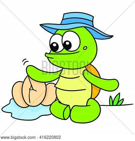 Turtle Caring Eggs Vector & Photo (Free Trial) | Bigstock