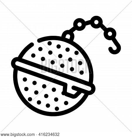 Strainer On Chain Tea Line Icon Vector. Strainer On Chain Tea Sign. Isolated Contour Symbol Black Il