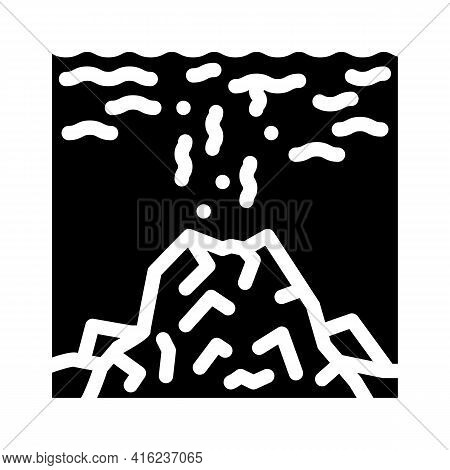 Volcano Under Water Glyph Icon Vector. Volcano Under Water Sign. Isolated Contour Symbol Black Illus