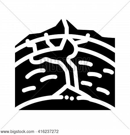 Volcano Formation Process Glyph Icon Vector. Volcano Formation Process Sign. Isolated Contour Symbol