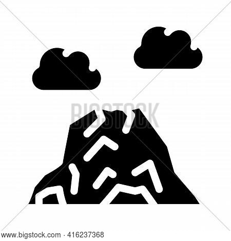 Volcano Mountain Glyph Icon Vector. Volcano Mountain Sign. Isolated Contour Symbol Black Illustratio