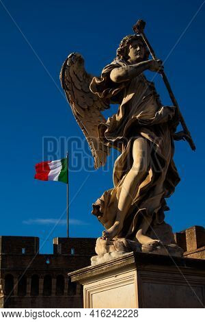 Angel Sculpture Of Ponte De Santangelo Bridge, Roma, Italy