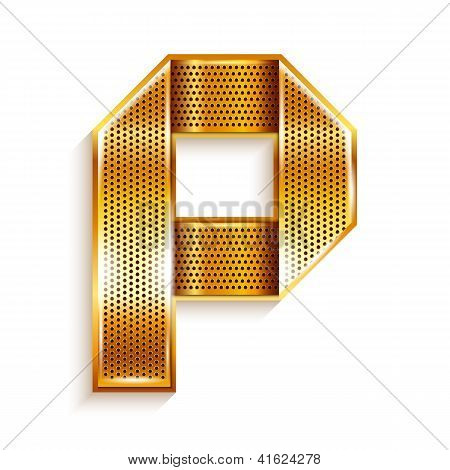 Letter metal gold ribbon - P
