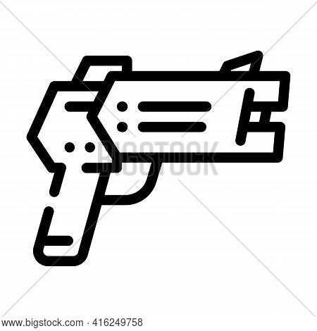 Stun Gun Protest Meeting Line Icon Vector. Stun Gun Protest Meeting Sign. Isolated Contour Symbol Bl