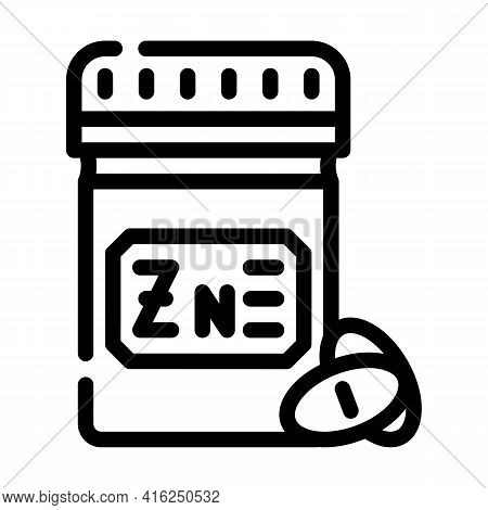 Zinc Pills Trace Elements Line Icon Vector. Zinc Pills Trace Elements Sign. Isolated Contour Symbol 