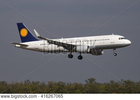 Untitled Airplane. Passenger Plane. Aircraft Without Title At Airport. Aviation Theme. In Flight. La