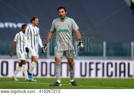 Torino, Italy. 07 April 2021. Gianluigi Buffon Of Juventus Fc  During The Serie A Match Between Juve