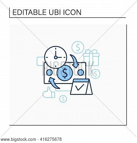 Periodic Payment Line Icon. Recurring Payments. Contribute Funds As Scheduled. Universal Basic Incom