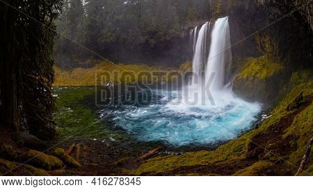 Koosah Falls On Mackenzie River In The Cascades In Oregon