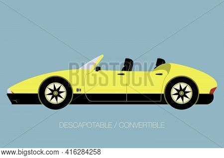 Four Door Convertible Car, Side View Of Car, Automobile, Motor Vehicle