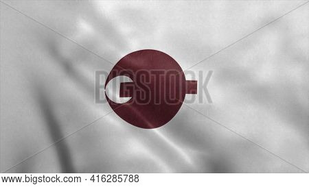 Nara Prefecture, China Flag Waving In The Wind. 3d Illustration.