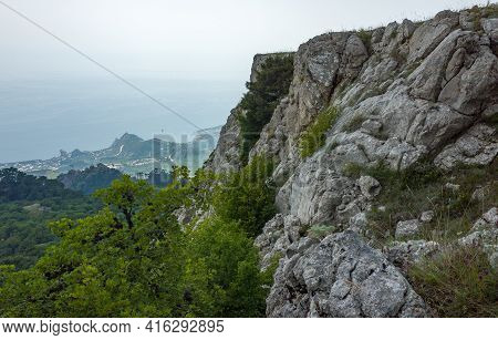 View Of The Black Sea Coast From The Yalta Yaila Plateau In Crimea.