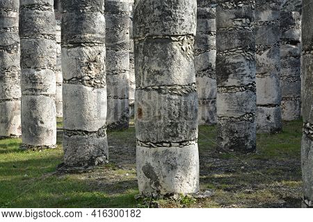 Thousand Columns.
Mayan Archeological Site Of Chichen Itza, Yucatan, Mexico.