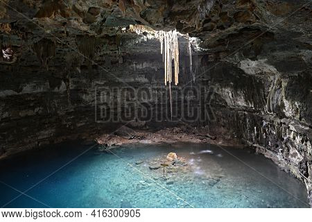 Cenote Samula Is Located 7 Km From Center Of Town Valladolid In Yucatan Peninsula, Mexico.