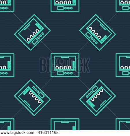 Line Incubator For Eggs Icon Isolated Seamless Pattern On Black Background. Vector