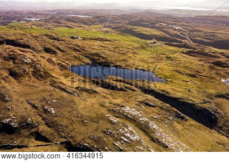 Aerial View Of Lough Free At Dunmore Head By Portnoo In County Donegal, Ireland.