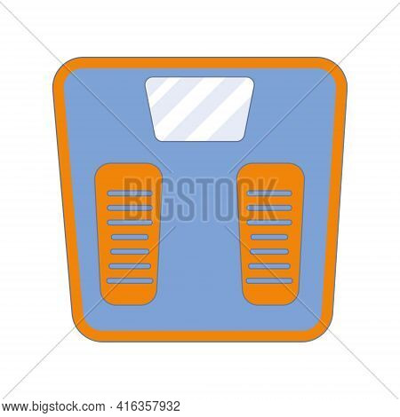 Electronic Floor Scale, Color Vector Illustration In Flat Style, Icon Design Decoration