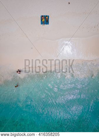 Small Curacao Island Famous For Day Trips And Snorkeling Tours On White Beaches Blue Clear Ocean, Cu