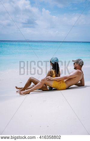 Small Curacao Island Famous For Day Trips And Snorkeling Tours On White Beaches Blue Clear Ocean, Cu